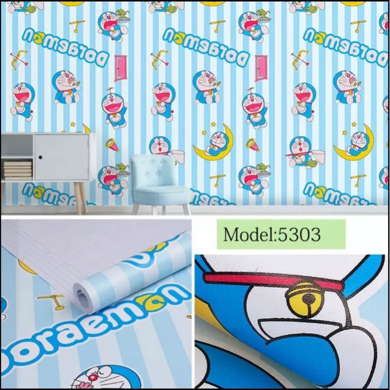 Wallpaper Dinding Doraemon Salur Ukuran 45 Cm x 10 Meter Wallpaper Dinding Wallpaper Karakter