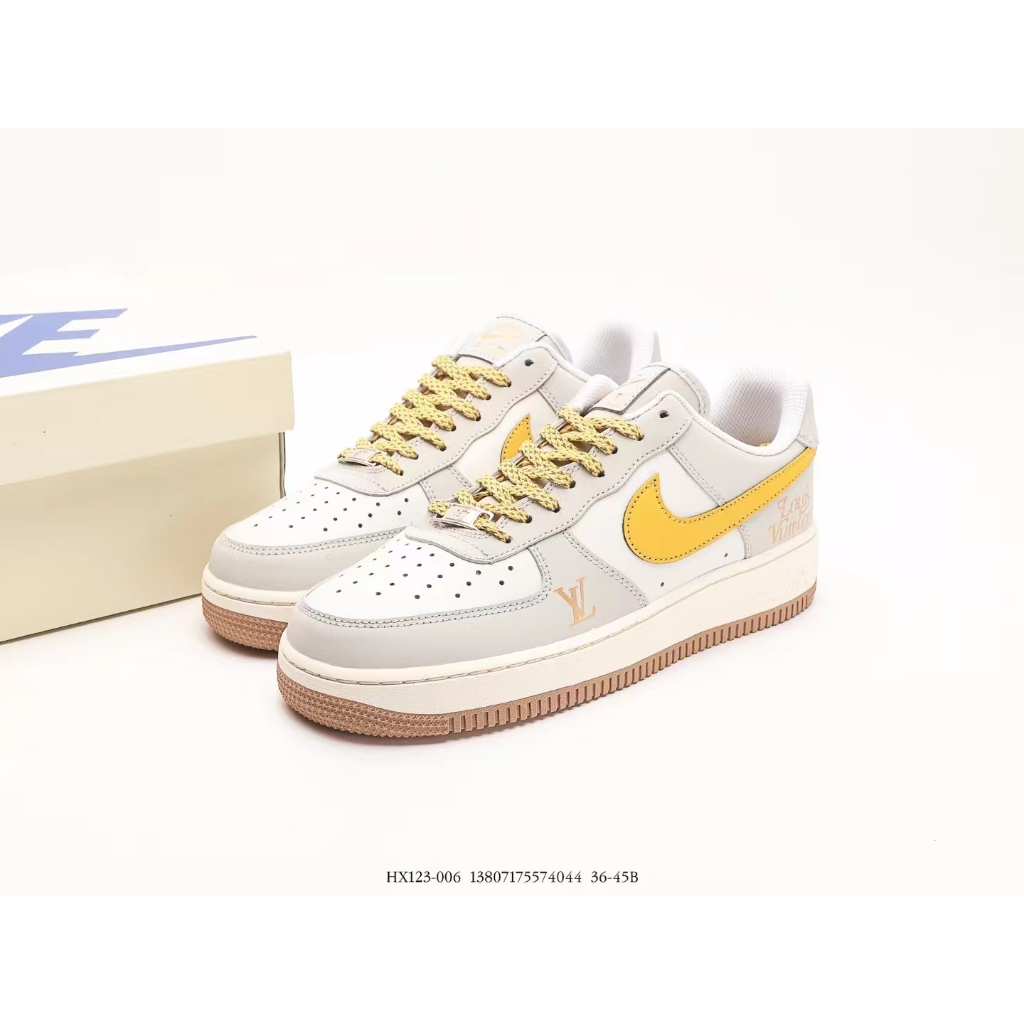 Louis Vuitton Air Force One white orange co branded anti-skid wear-resistant low top casual board sh