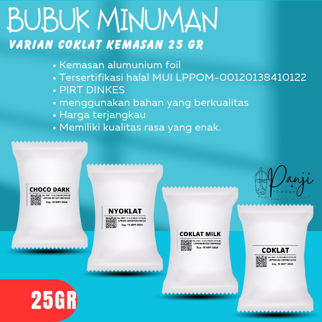 

bubuk minuman rasa coklat 25gr bubuk minuman kekinian serbuk minuman aneka rasa serbuk minuman cokla