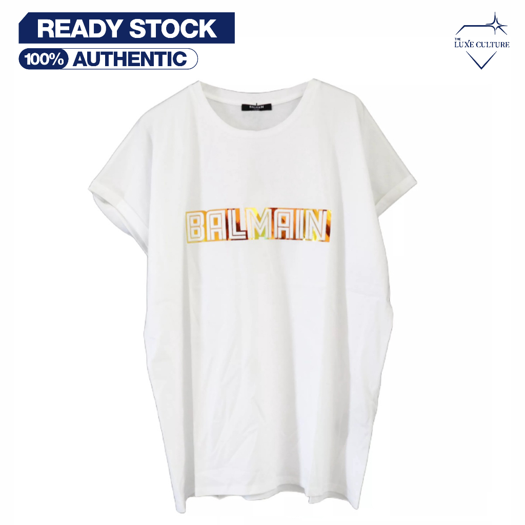 Balmain Paris White Gold Double Logo / Kaos Branded Original