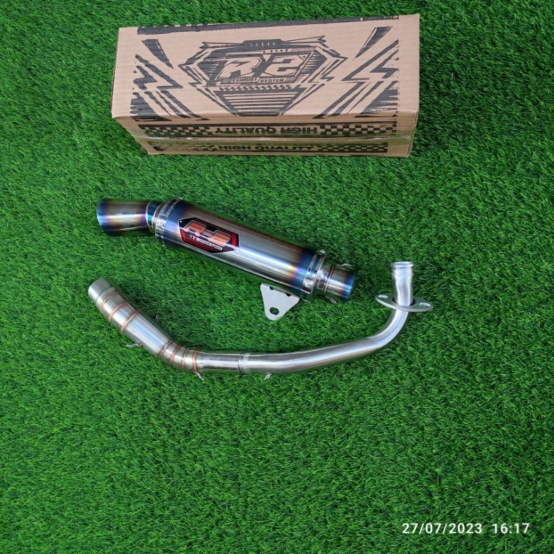 Knalpot inlet 45 Half Blue R2 Muffler Aerox Vario Nmax Beat Scoopy
