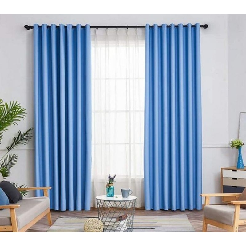 Gorden blackout polos import serat safron abstrak biru model smokring