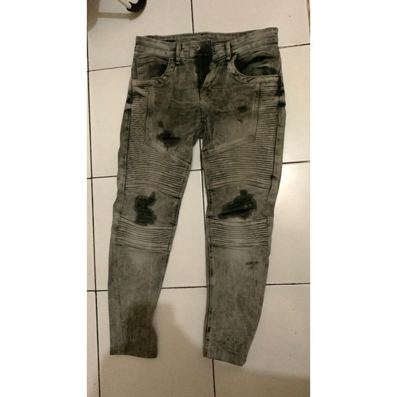bespoke biker jeans wash acid