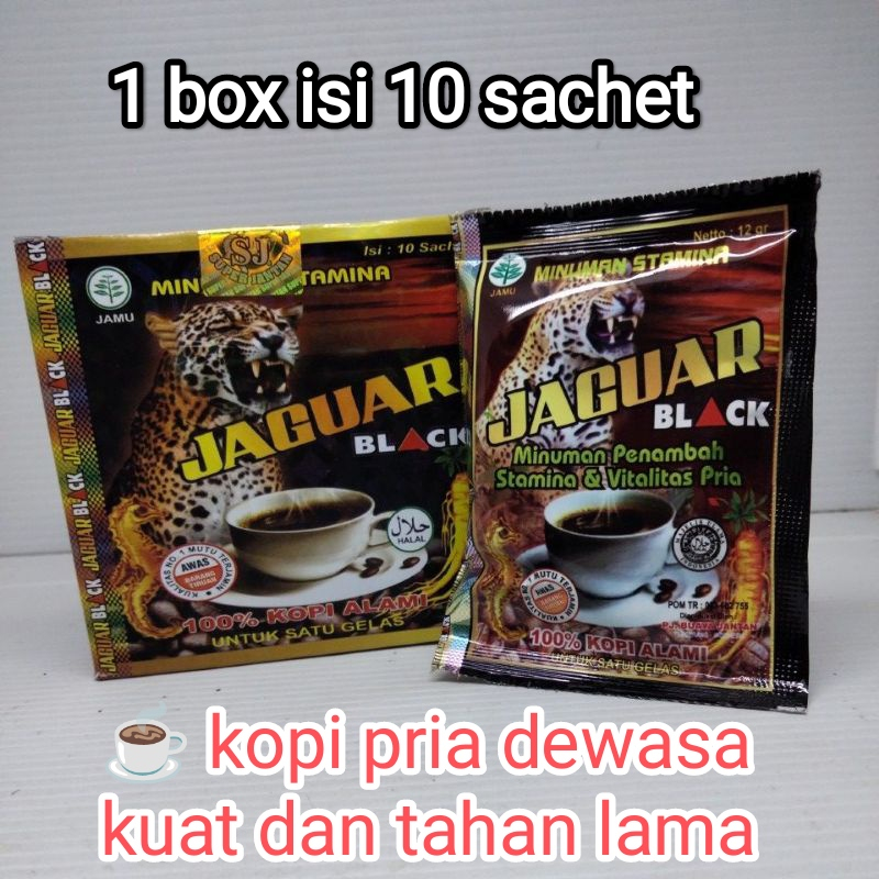 COD KOPI JAGUAR BLACK OBAT KUAT OBAT TAHAN LAMA Penambah Stamina Pria Dewasa 100% original 1 box isi