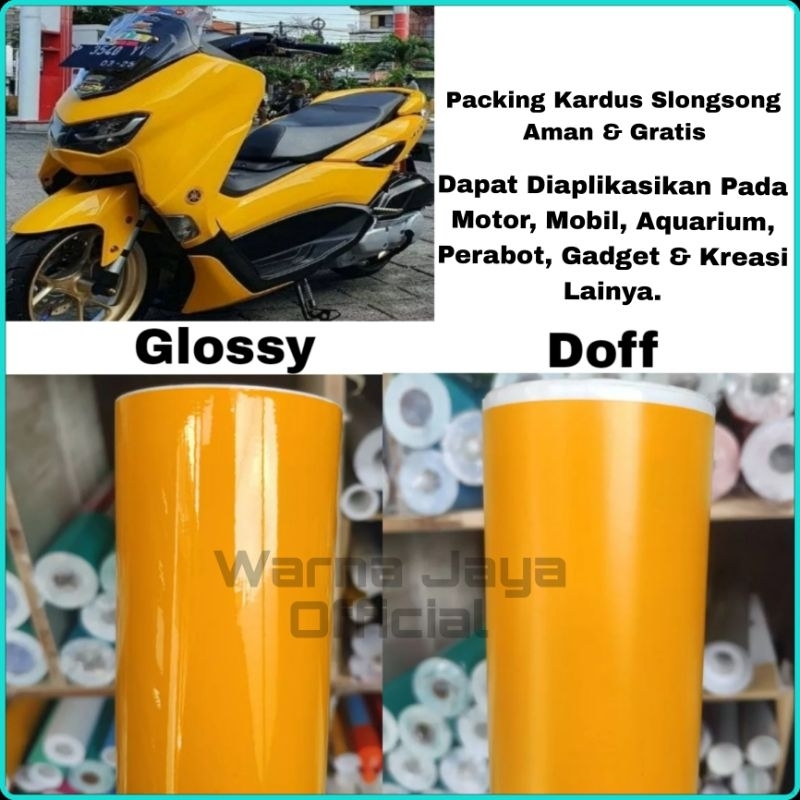 PERMETER/100cm Sticker Stiker Skotlet Kuning Yellow Glossy & Doff Murah Setiker Scotlet Sekotlet Kun