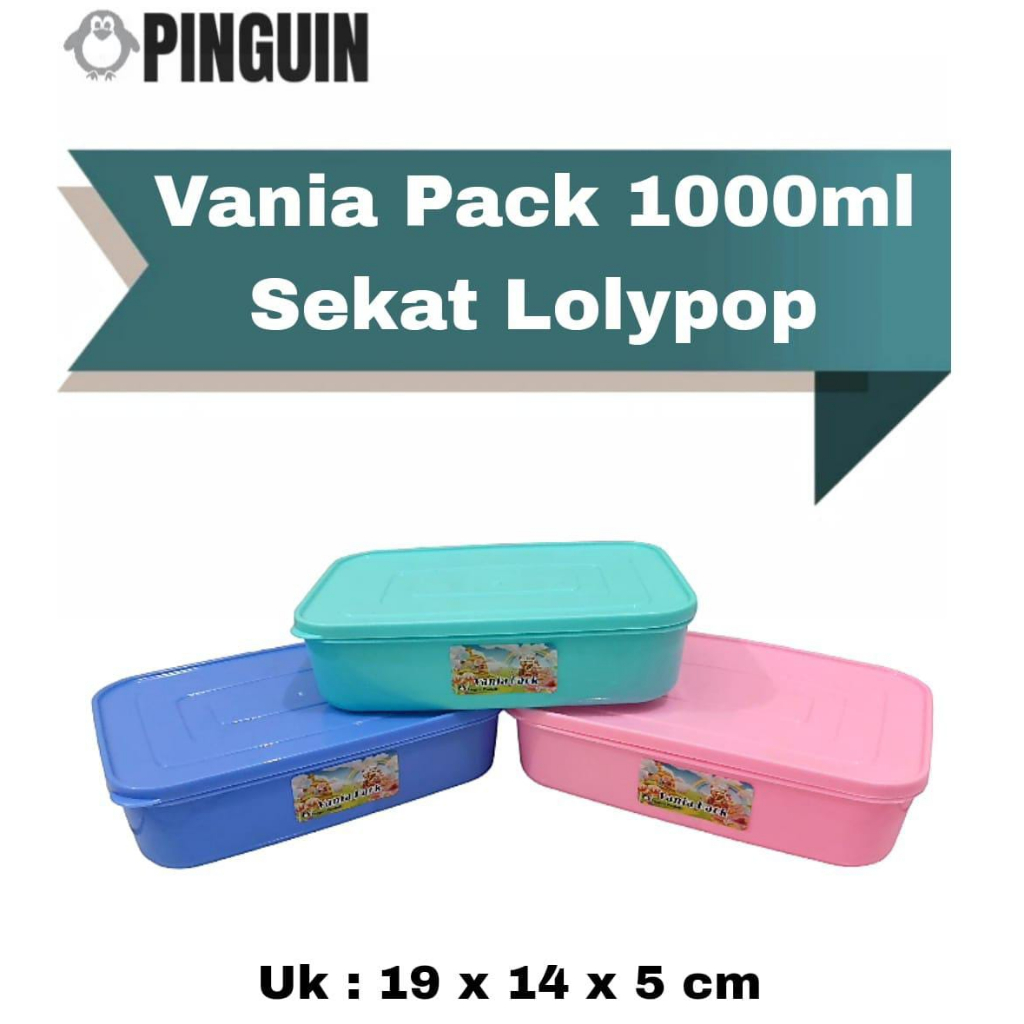 PINGUIN - KOTAK NASI WARNA PASTEL [VANIA PACK] 3 SEKAT / LUNCH BOX / KOTAK BEKAL 1000ML