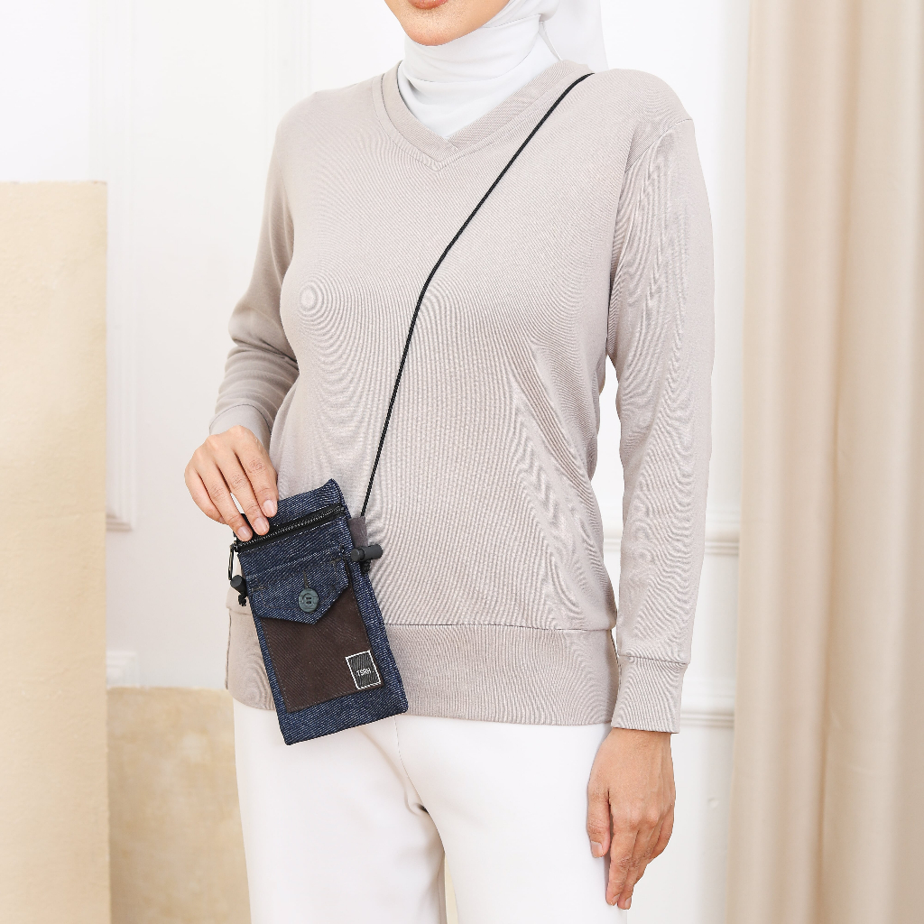 Sling Bag Kecil DENIM /Jeans  - Tas Hp / Tas selempang wanita -Dompet Handphone Kasual Wanita Pria