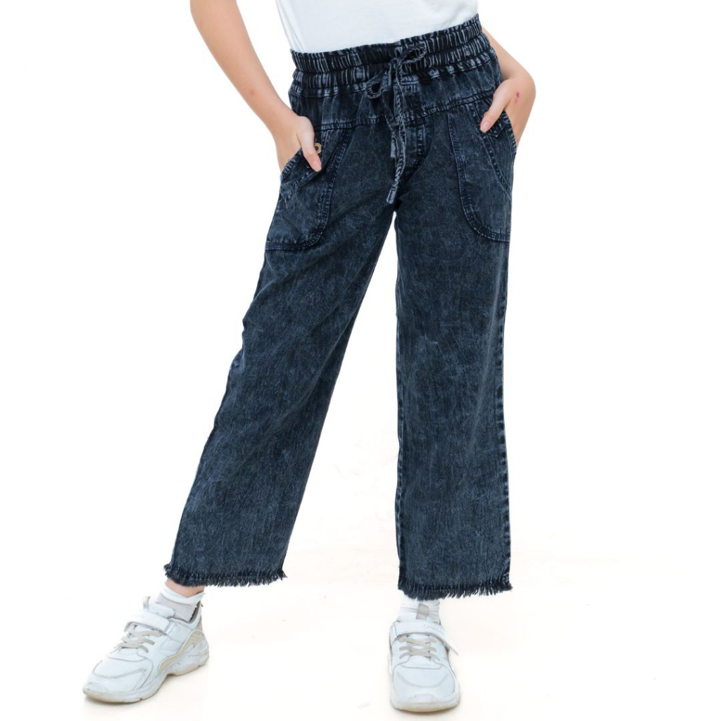 MOLDING - Kulot Jeans Anak Model Kancing Warna Snow Hitam - 8820