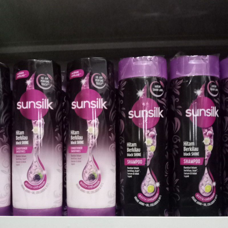 Sunsilk Shampoo & Conditioner Hitam Berkilau Black Shine 160 mL.