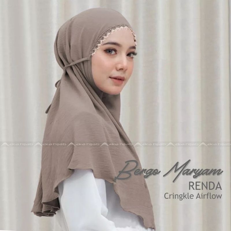 KERUDUNG HIJAB JILBAB INSTAN BERGO MARYAM CRINCLE AIRFLOW RENDA KERUT PREMIUM DEWASA