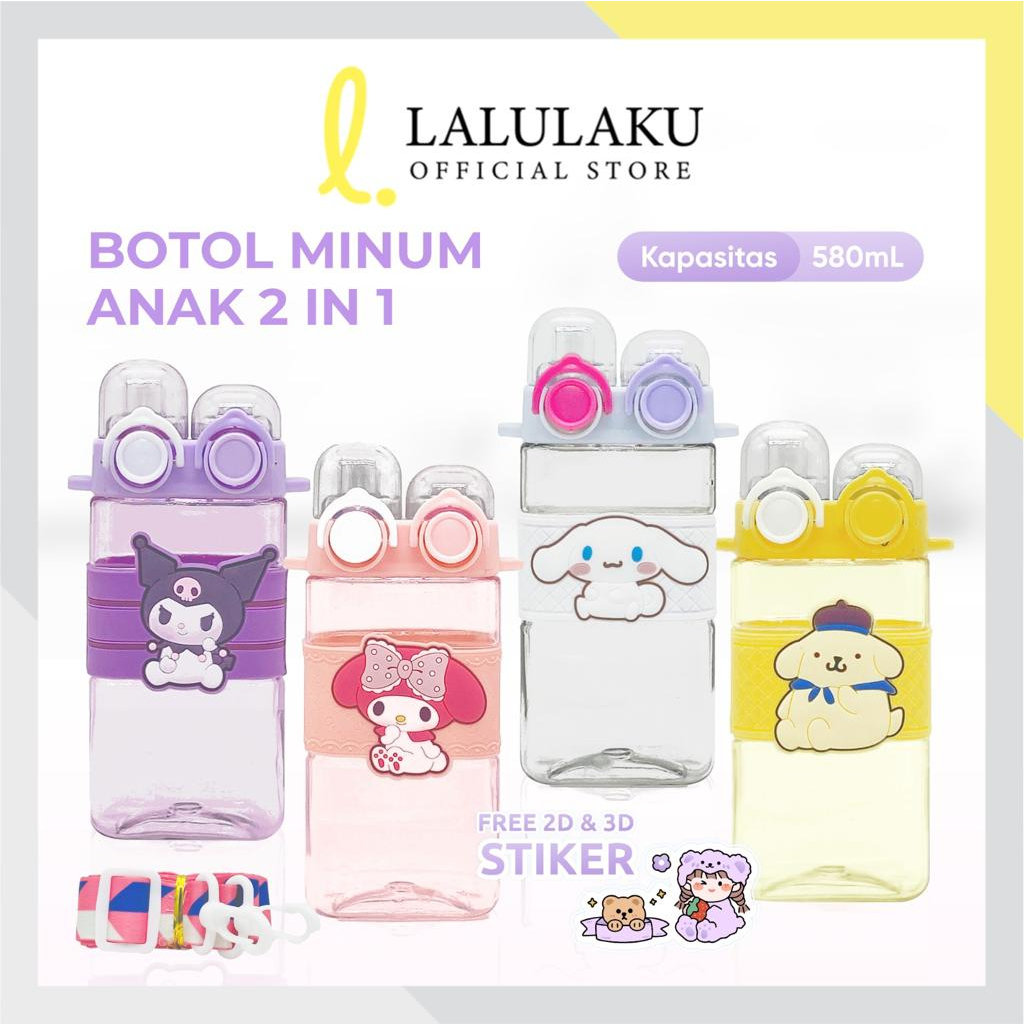 Botol Minum Anak Dual 2 in 1 Karakter Melody Sanrio Cinamonroll Kuromi BPA Free Sekolah