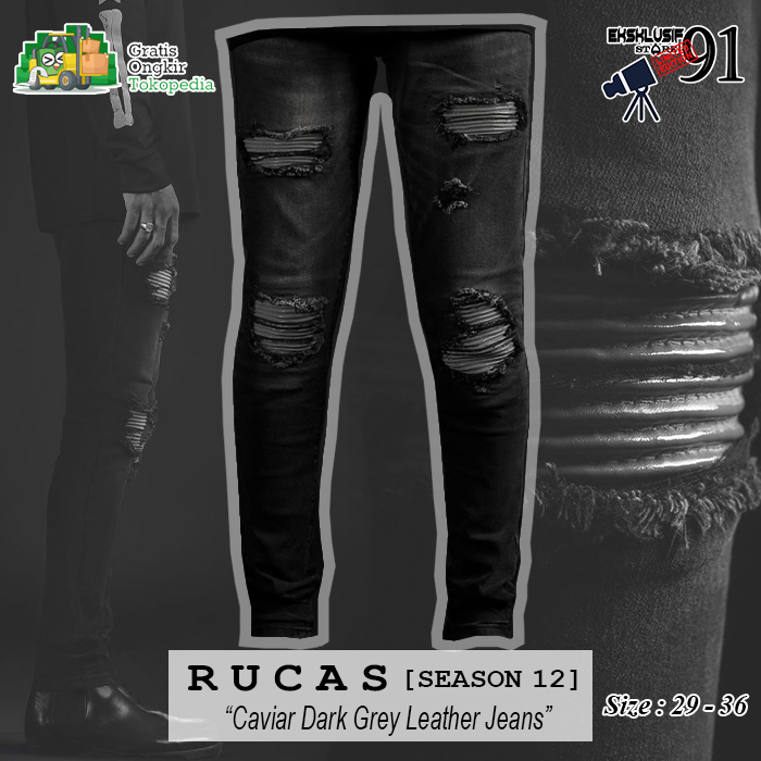RUCAS SEASON 12 CAVIAR LEATHER JEANS DARK GREY [Limited Edition]