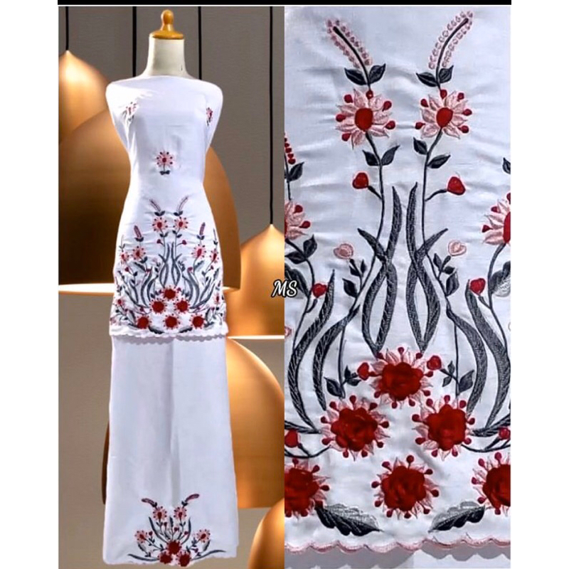 Bahan/ bakal baju kurung bordir timbul