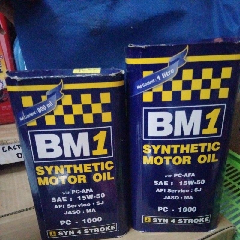 BM1 Oil PC-1000 800ml 1000ml 15w-50 Oli Mesin SYN 4 Stroke Motor Bebek Sport 4t Tak 4tak Manual BM 1