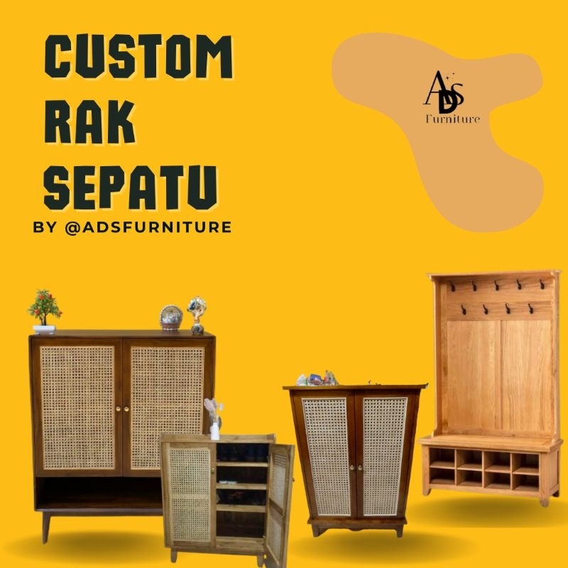 custom rak sepatu kayu jati rak sepatu minimalis