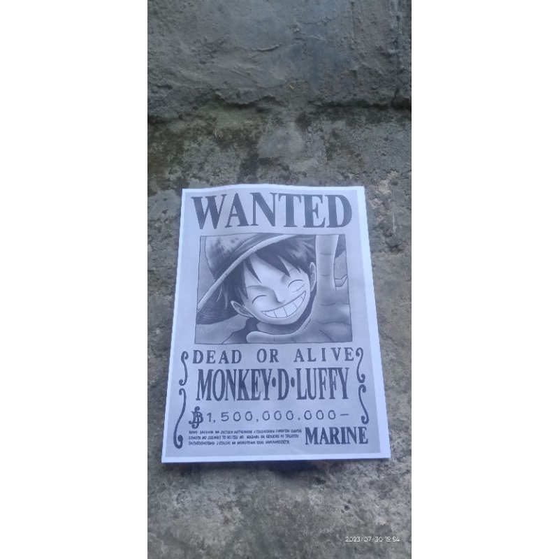 sketsa poster buronan one piece monkey d Luffy