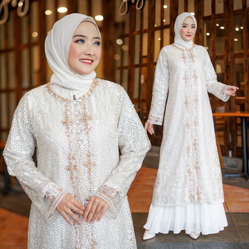 ADELIA SET ( outer+inner)2pc //Gamis Pesta//Gamis Rompi payet//Gamis Mewah//Tanahabang Collection