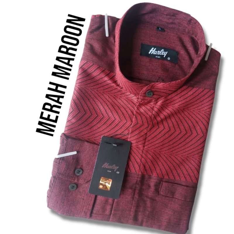Kemko Harley warna maroon tangan panjang (2 variasi)