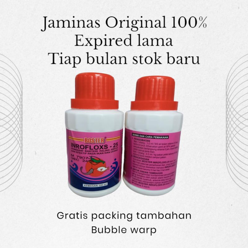 Boster inrofloxs 25 cair 100 ml / pembasmi bakteri, jamur udang / ikan / inrofloxs 25 cair / inroflo