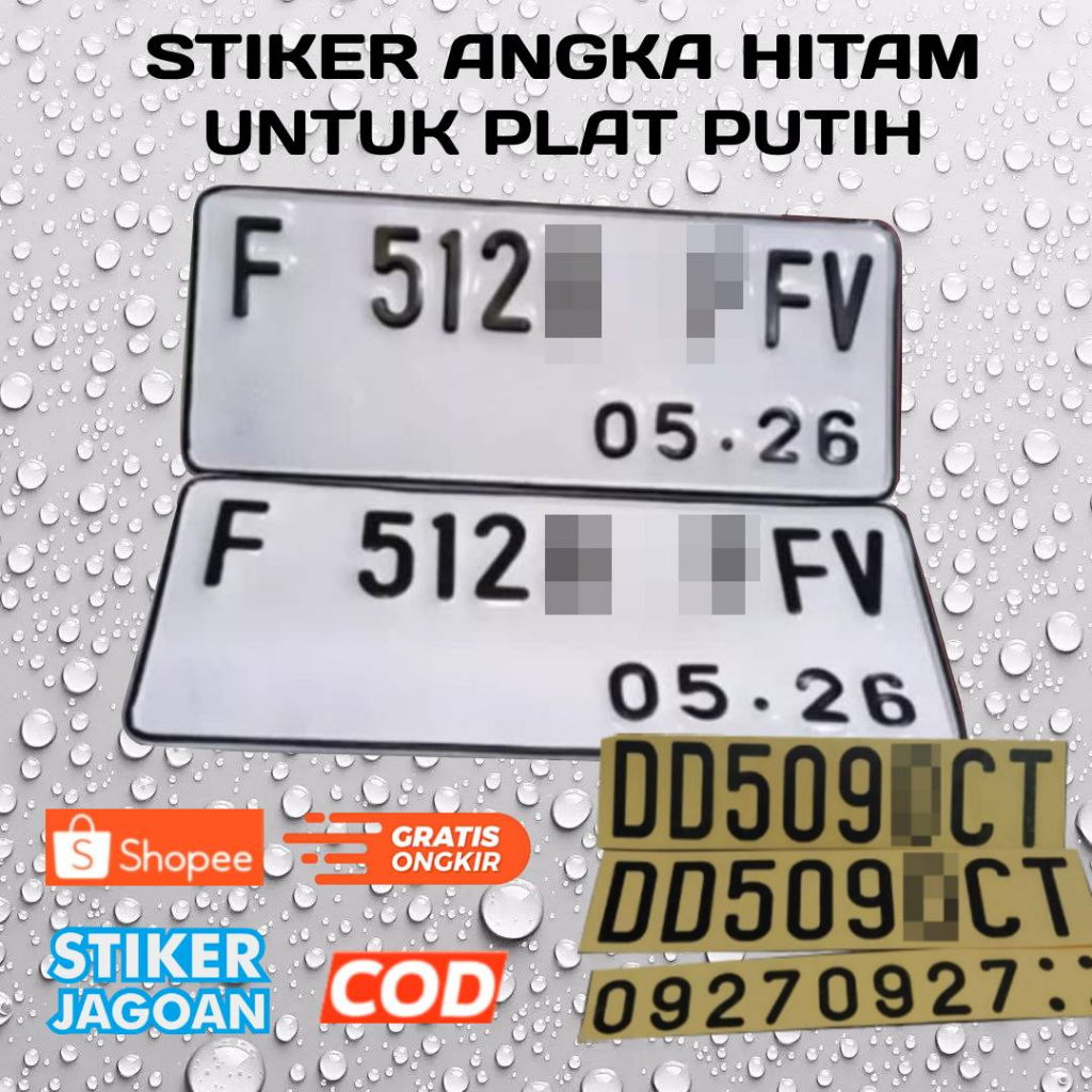 Stiker Cutting Angka Untuk Plat Motor Murah Warna Hitam