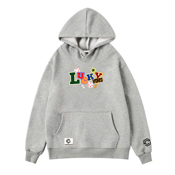 Jaket Hoodie Pria Continue.id Warna Abu Muda Original Premium Distro Oversize