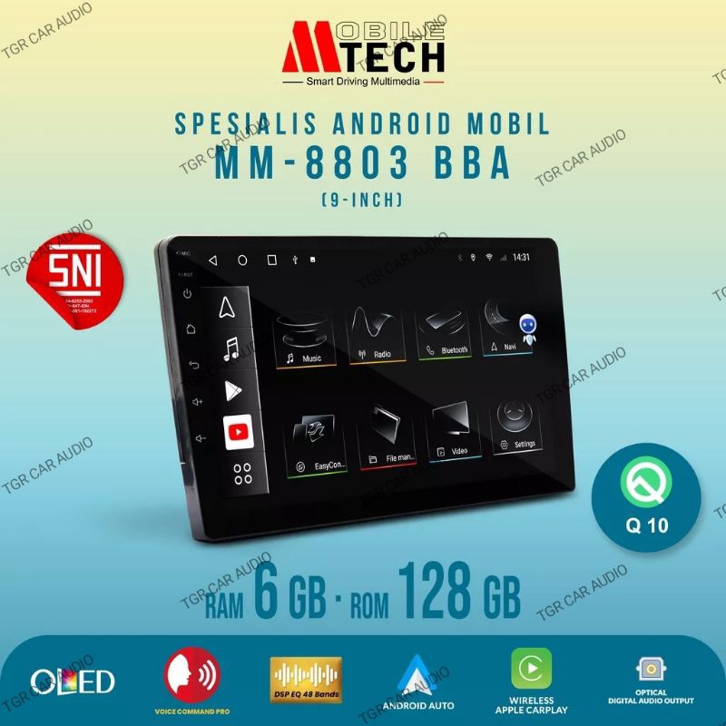 head unit android 9 / 10 inch mobiletech mtech mm-8803 bba double din 6gb / 128gb