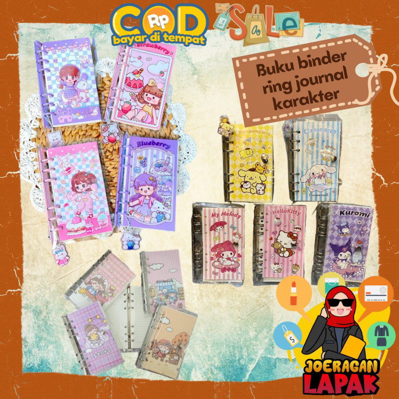 

⭐️JOERAGANLAPAK⭐️BUKU BINDER RING JOURNAL CATATAN KARAKTER SANRIO KUROMI CINNAMOROLL MOMO GUDETAMA POMPURIN