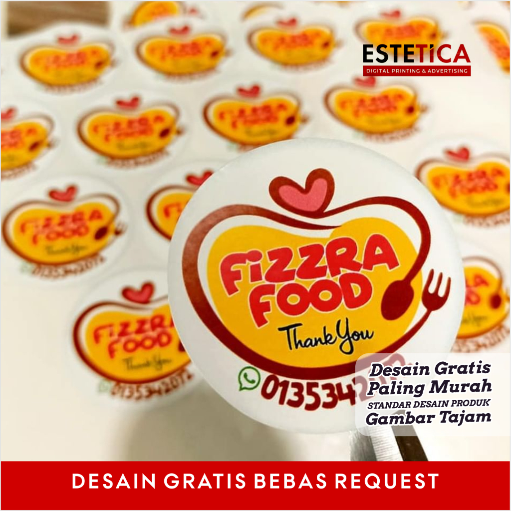 

Print Cetak Sticker Stiker Bontak Bulat Makanan Minuman Toples Plastik Logo Usaha Label Produk Kue Kering Snack Keripik Custom