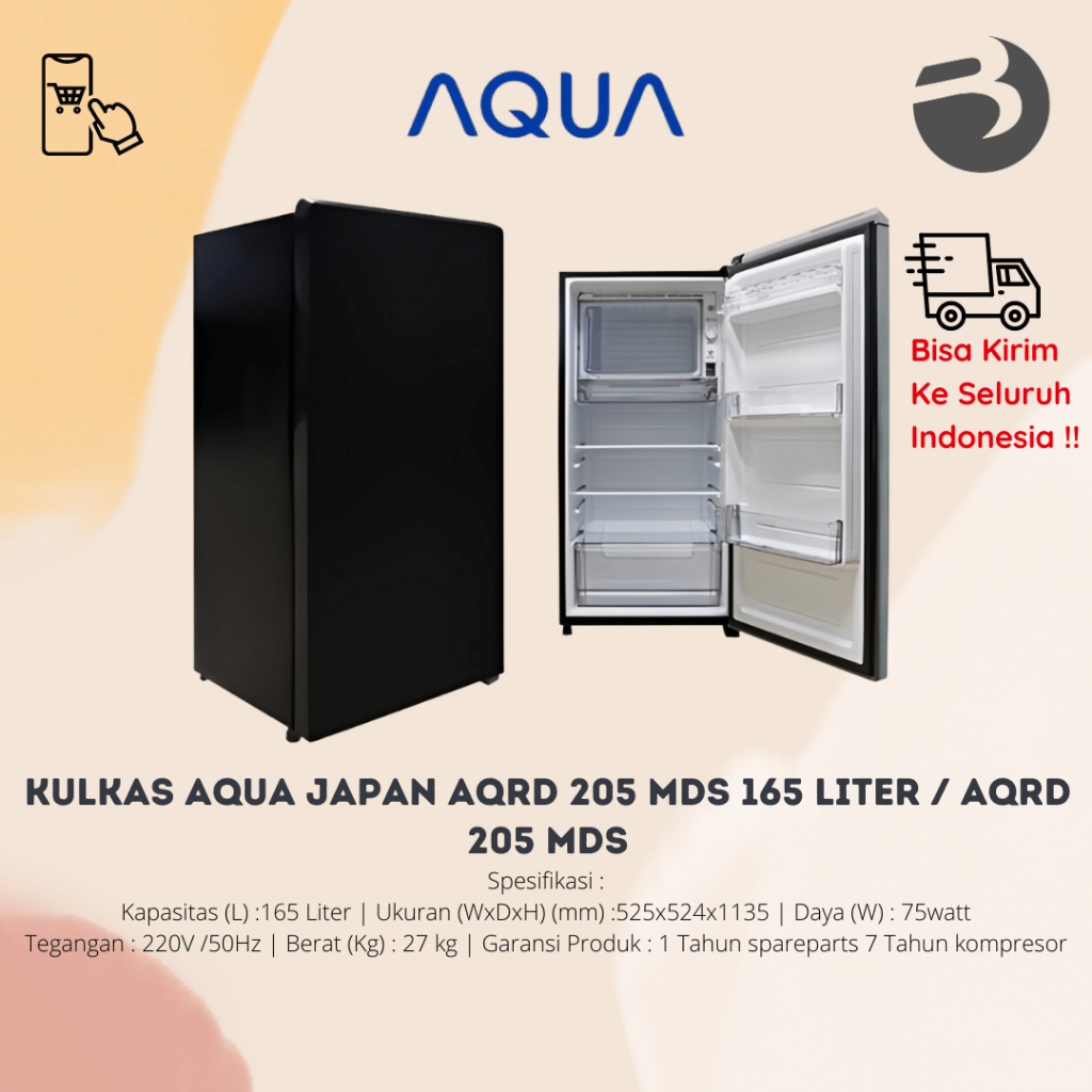 KULKAS AQUA JAPAN AQRD 205 MDS 165 LITER / AQRD 205 MDS