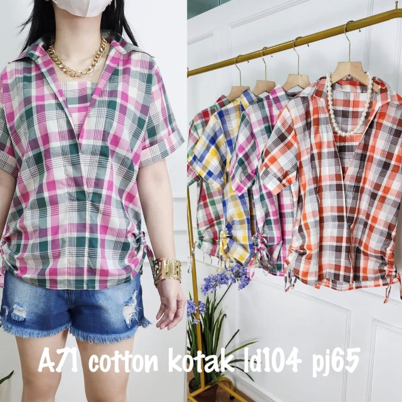 blus / blouse / atasan wanita krah katun kotak A71