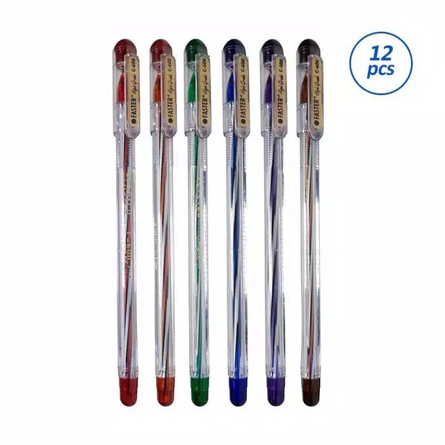 

(12pcs)Ballpoint/Pen/Pulpen Faster C600 Black