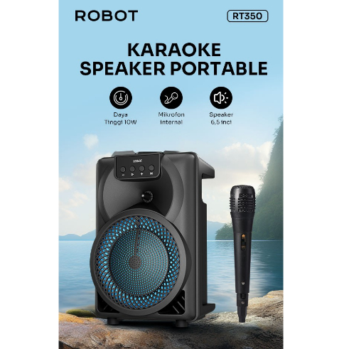 ITSTORESOUND SPEAKER SPEKER ROBOT RB350 SPEAKER PORTABEL BLUETOOTH 5.3 KARAOKE WITH MICROPHONE SUPER