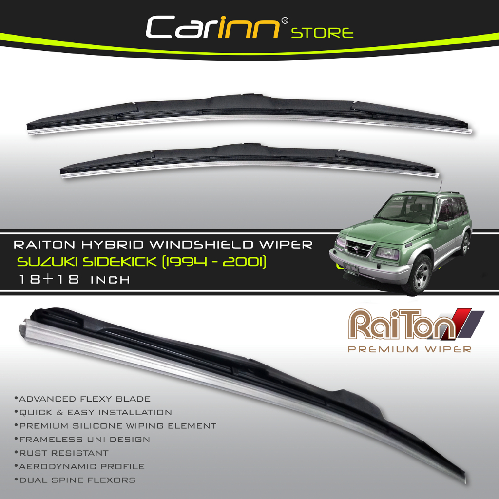 Raiton Sepasang Wiper Hybrid Kaca Depan Mobil Suzuki Sidekick 1994-2001 18" & 18" -2 Pcs