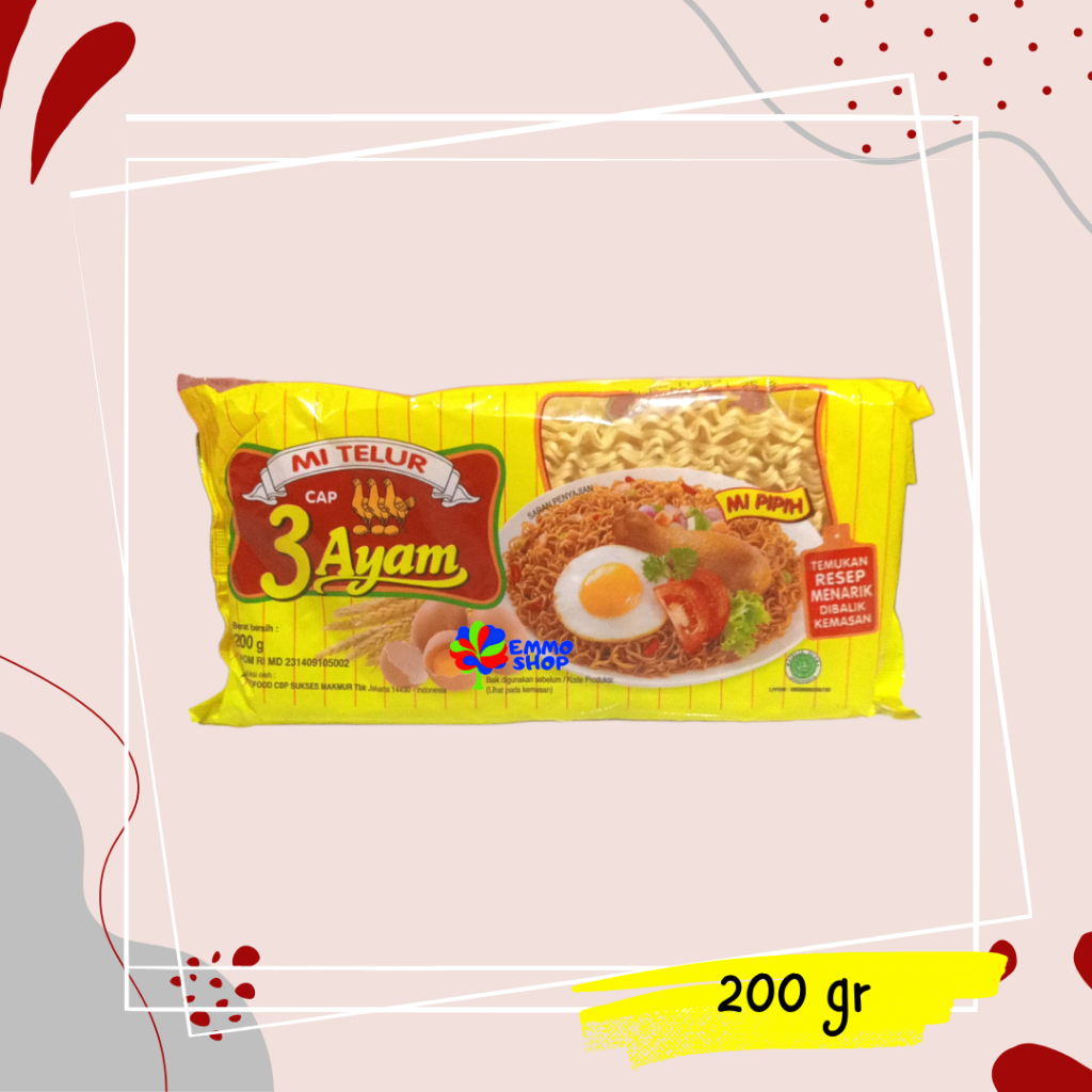 

Cap 3 Ayam Mie Telor Pipih Kuning 200gr