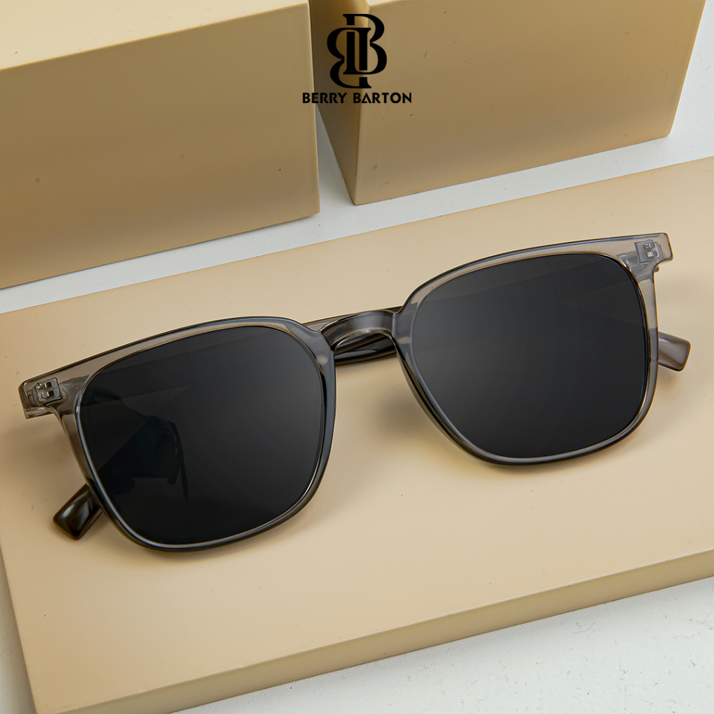 Berrybarton - Kacamata Hitam Segi Empat Plastik TR Sunglasses Anti UV Pria Wanita 225278