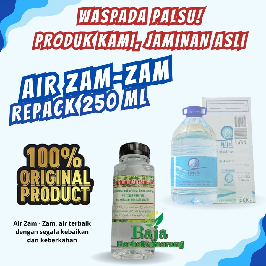 

Air Zam Zam 250 ML Original Asli 100% Barcode Pipiclo Minuman Import Arab Saudi Oleh-Oleh Paket Haji Dan Umroh