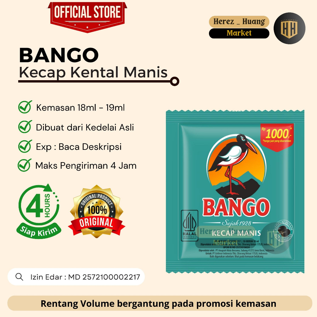 

Kecap Kental Manis KECAP BANGO 18ml - 20ml ( 1rtg = 12pcs)