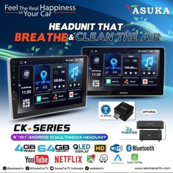 ASUKA CK-309 Premium Headunit 9"Inch Android Tape Audio Mobil CK309