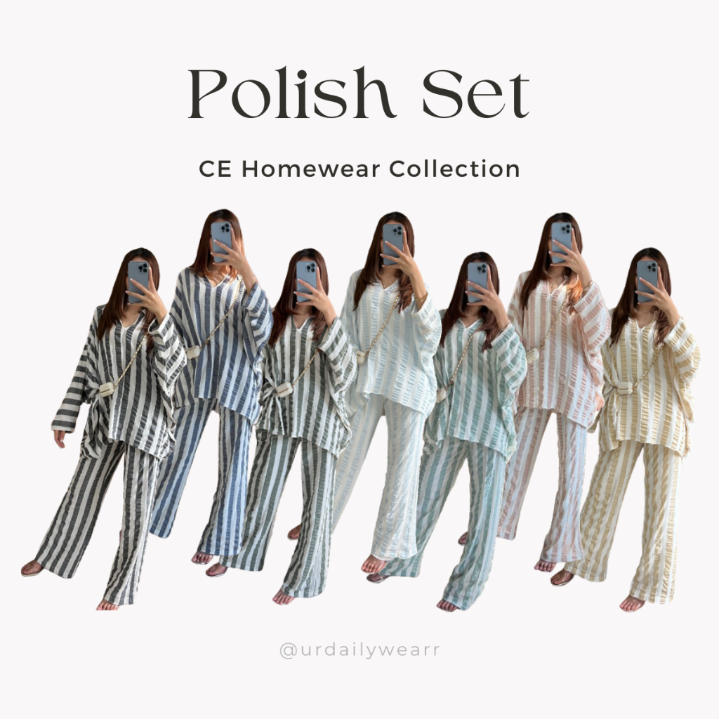 CeHomeware OneSet Kondangan Baju Stelan Fashion Wanita Muslim One Set Premium Pakaian Hamil Terbaru Lengan Tangan Kelelawar Kalong Celana Panjang Oversize Bigsize Jumbo Kekinian Viral urdailywear ce homewear homewaer noir official