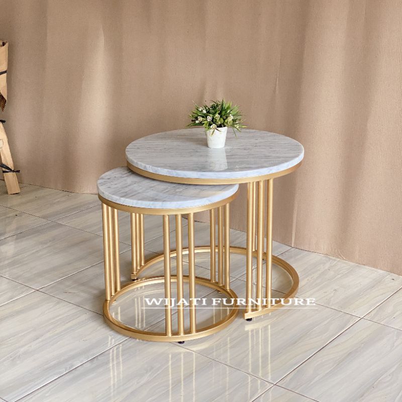 Meja Tamu Marmer Asli Carrara Italy Coffe Table Marmer Kaki Besi Hollow Gold