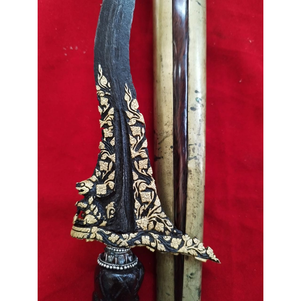 Keris Luk 5 Singo Barong Kinatah Emas Asli