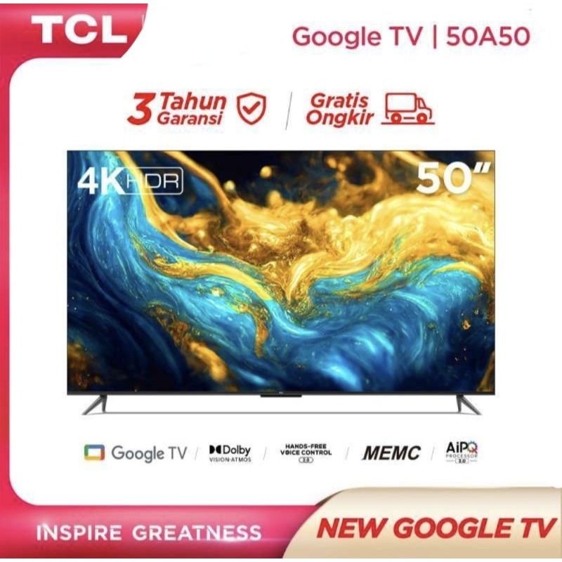 TCL 50A50 50" google TV smart TV 50 inch pengganti 50a30