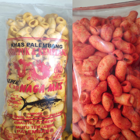 

MAKARONI RASA BALADO DAN JAGUNG 1 KILOGRAM KERUPUK KEMPLANG NAGA MAS PALEMBANG