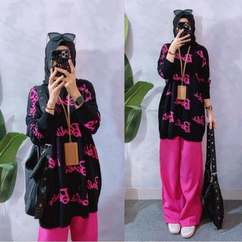 blouse wanita super jumbo bahan rajut import,Sweater Barbie