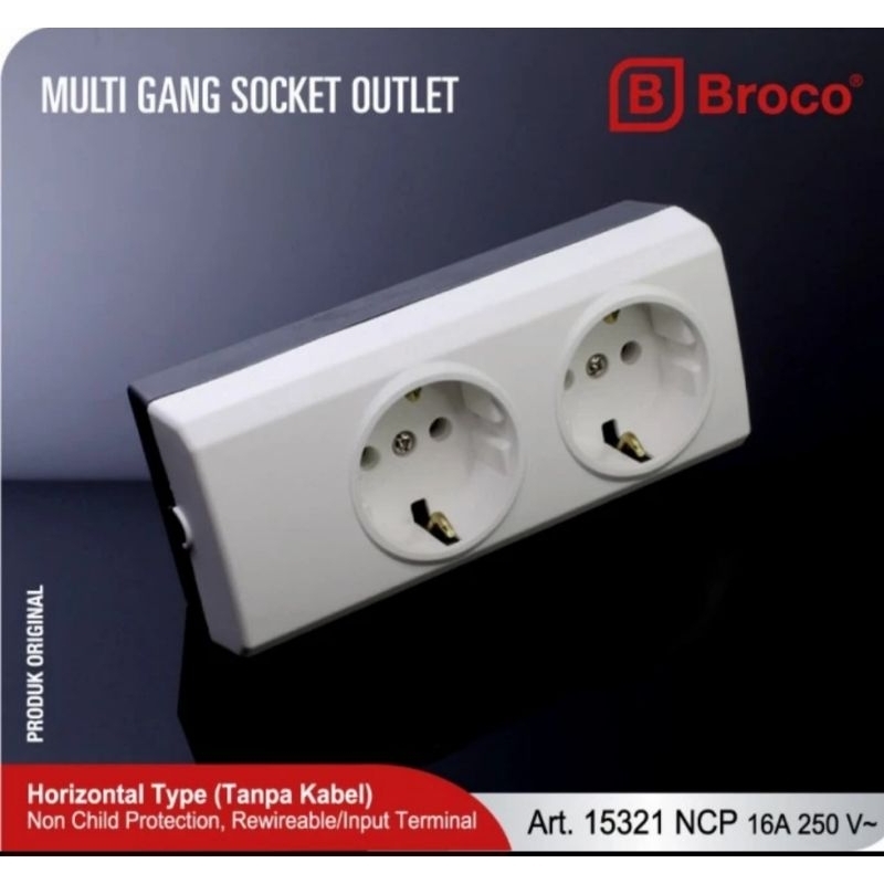 STOP KONTAK 2 LUBANG BROCO / TERMINAL / COLOKAN LISTRIK