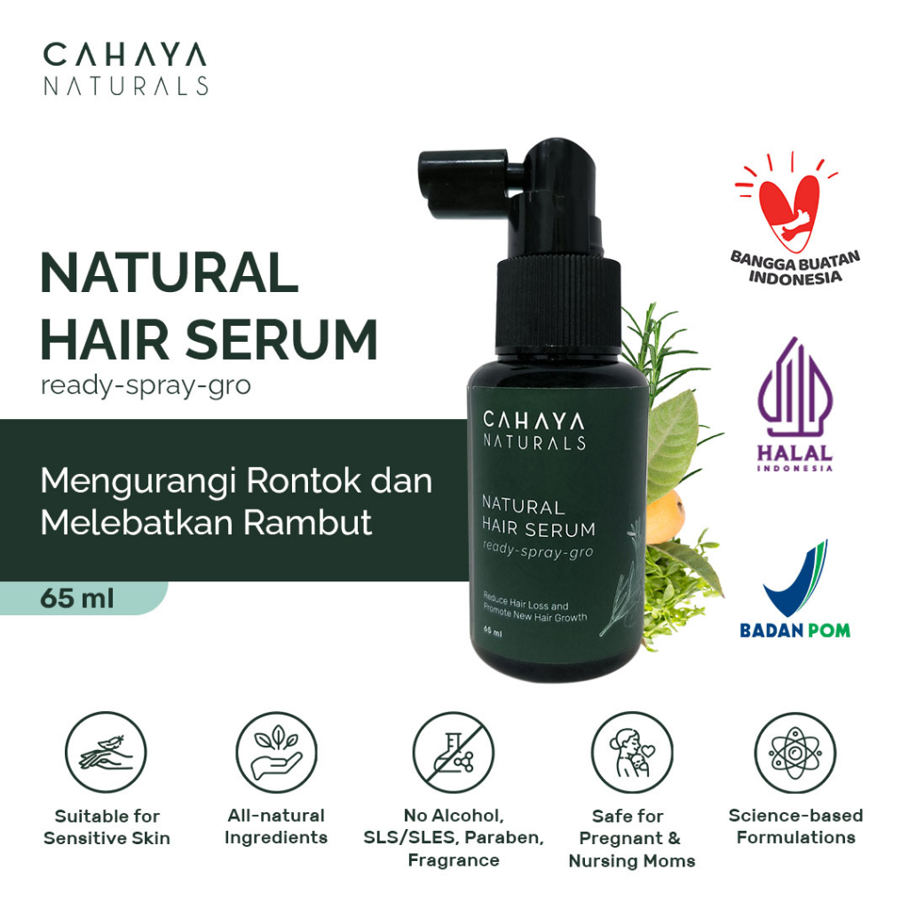Natural Hair Serum 65ml Cahaya Naturals - Serum Penumbuh Rambut &amp; Solusi Rambut Rontok