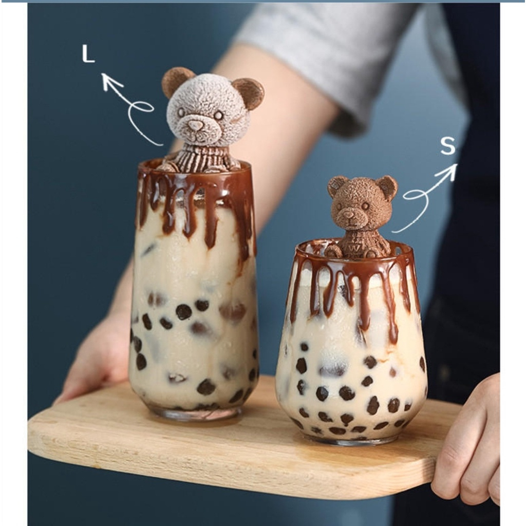 (BOW) Cetakan Es Batu 3D Lucu Kreatif/Cetakan Es Batu Silikon Bentuk Beruang