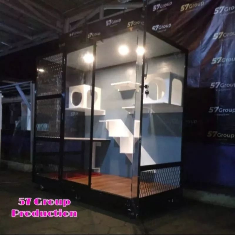 Kandang kucing model besar rumah tempat untuk kucing cat home room bahan alumunium aluminium