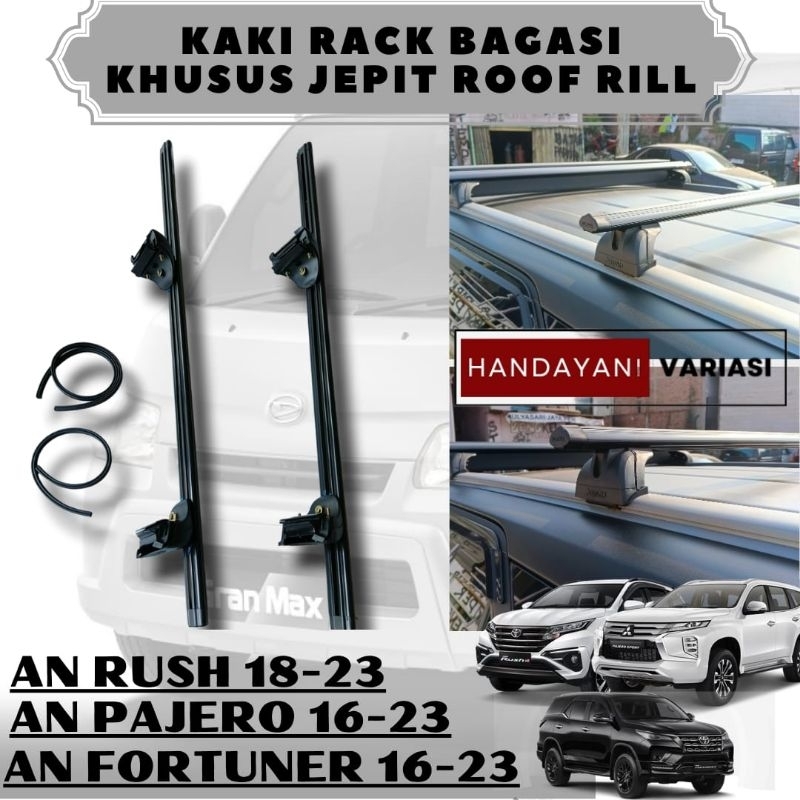 Cross Bar Kaki Rack Bagasi Mobil RUSH 2018-2023/ FORTUNER 2016-2023/ PAJERO SPORT 2016-2023 Model Je