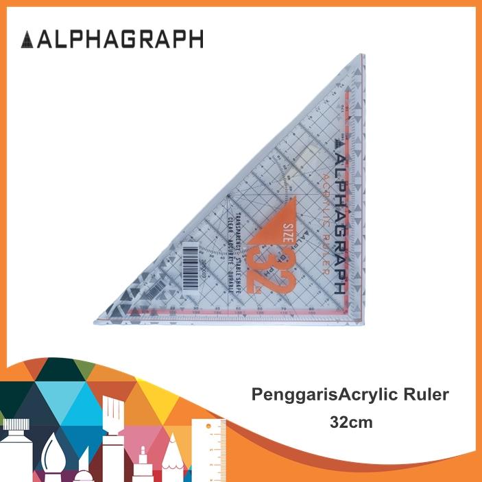 

Alpha Graph Acrylic Ruler 32cm / Penggaris / Ruler / Penggaris Segitiga